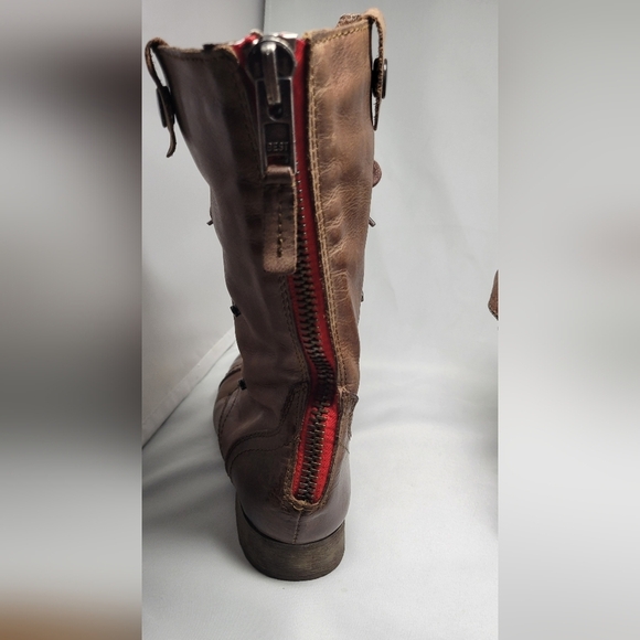 Steve Madden Cablee foldover combat Boots size 6 1/2 brown red zipper - Picture 8 of 11